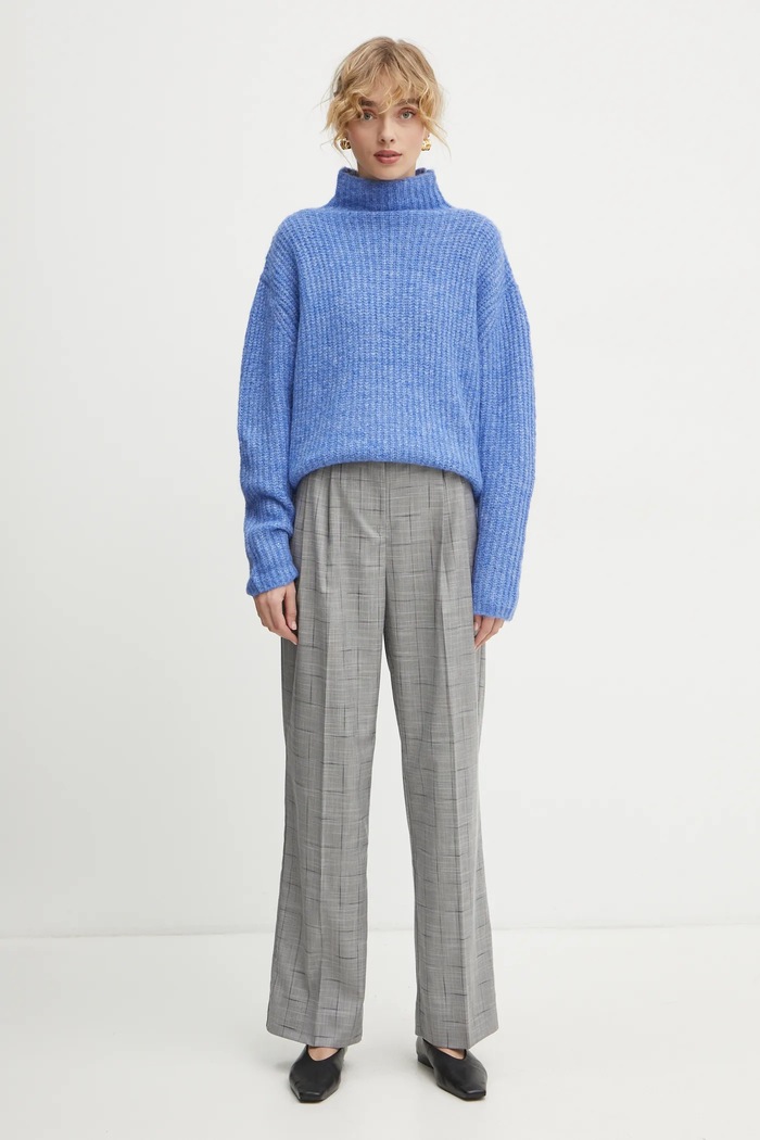 Bruuns Bazaar sweter z domieszką wełny BBW4316 fioletowy SS25