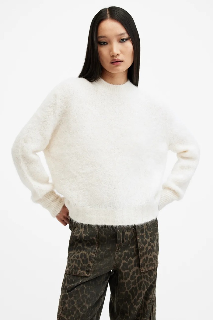 Vlnený sveter AllSaints VORTEX JUMPER vlna biela W032KB