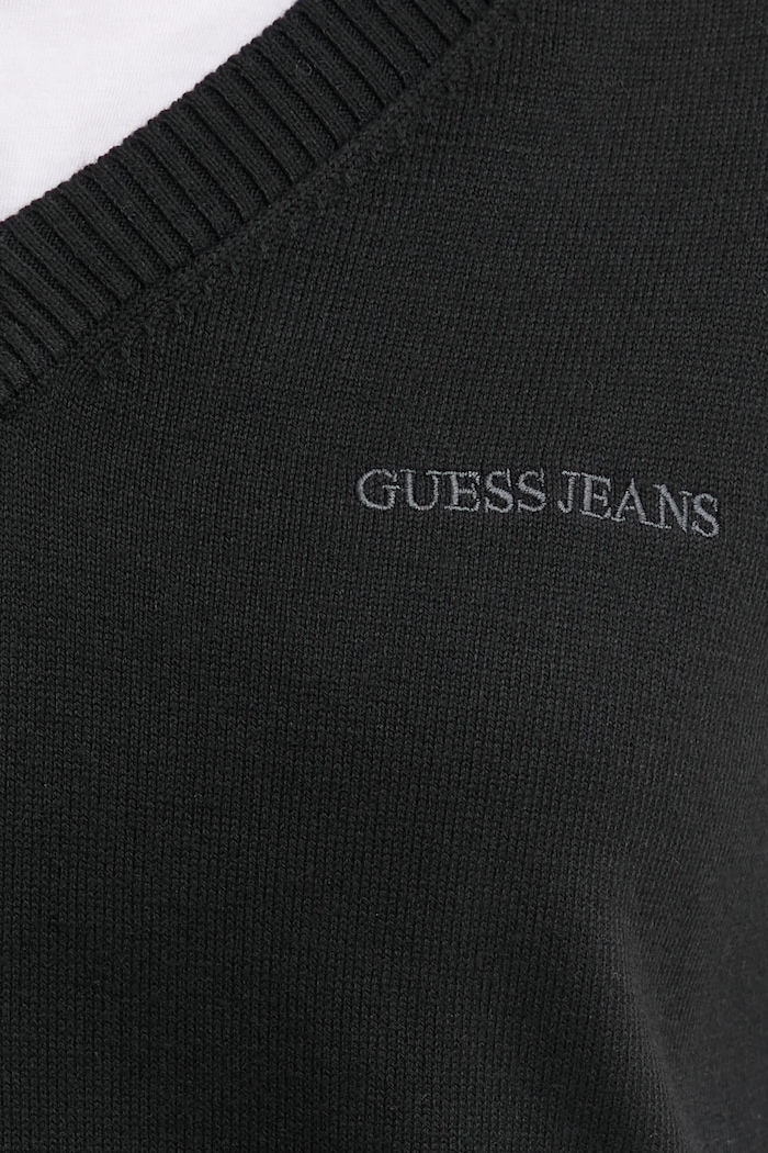 Pulover s dodatkom svile Guess Jeans W4BR84.Z3HO2 crna