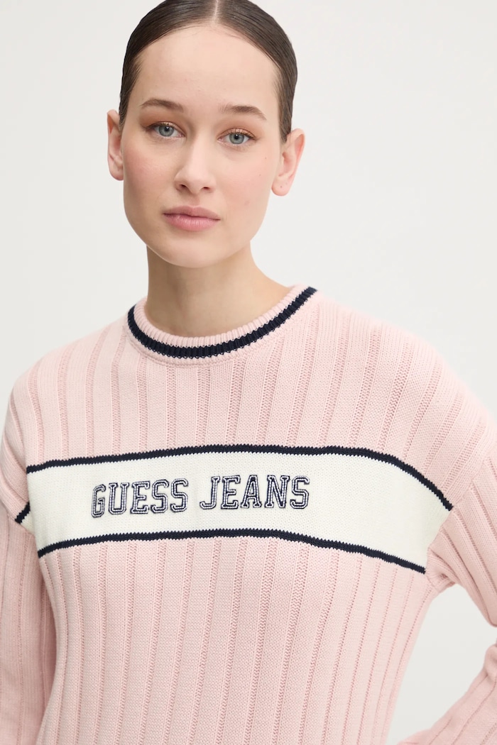 Памучен пуловер Guess Jeans розов W5RR46.Z3HM1