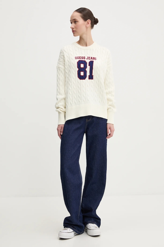 Guess Jeans sweter bawełniany W5RR48.Z3HM1 beżowy SS25