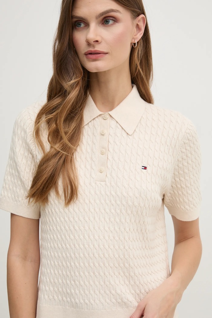 Βαμβακερό πουλόβερ Tommy Hilfiger Tommy Hilfiger WW0WW43957 μπεζ