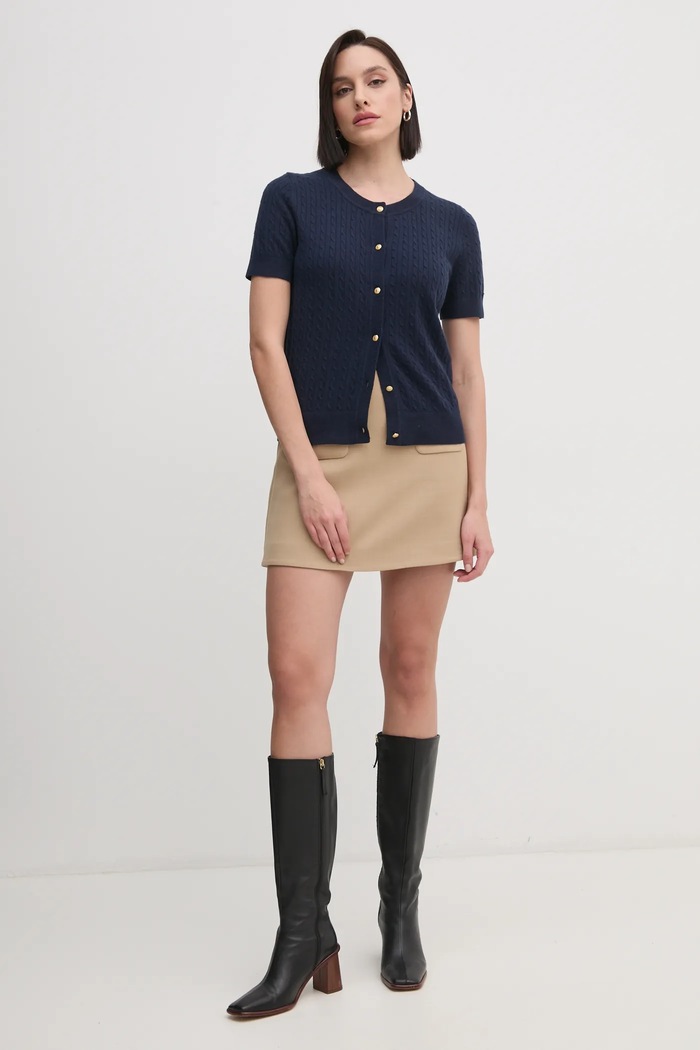 Tommy Hilfiger gyapjú kardigán WW0WW43958 sötétkék SS25