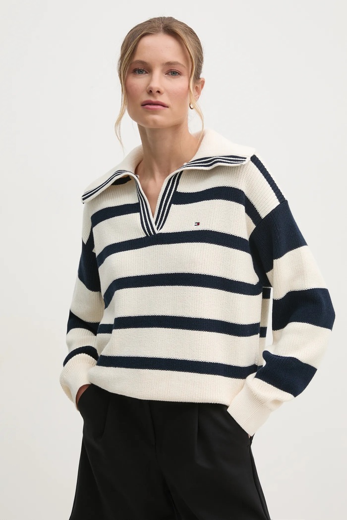 Πουλόβερ Tommy Hilfiger βαμβάκι μπεζ WW0WW44451