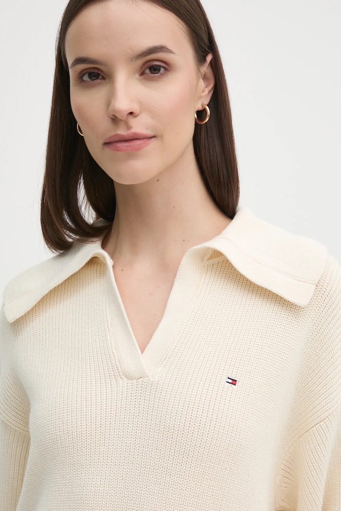 Πουλόβερ Tommy Hilfiger μπεζ WW0WW44451