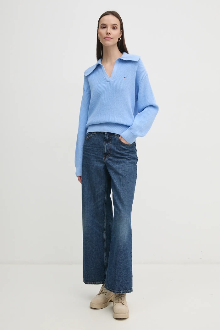 Πουλόβερ Tommy Hilfiger WW0WW44451 μπλε SS25