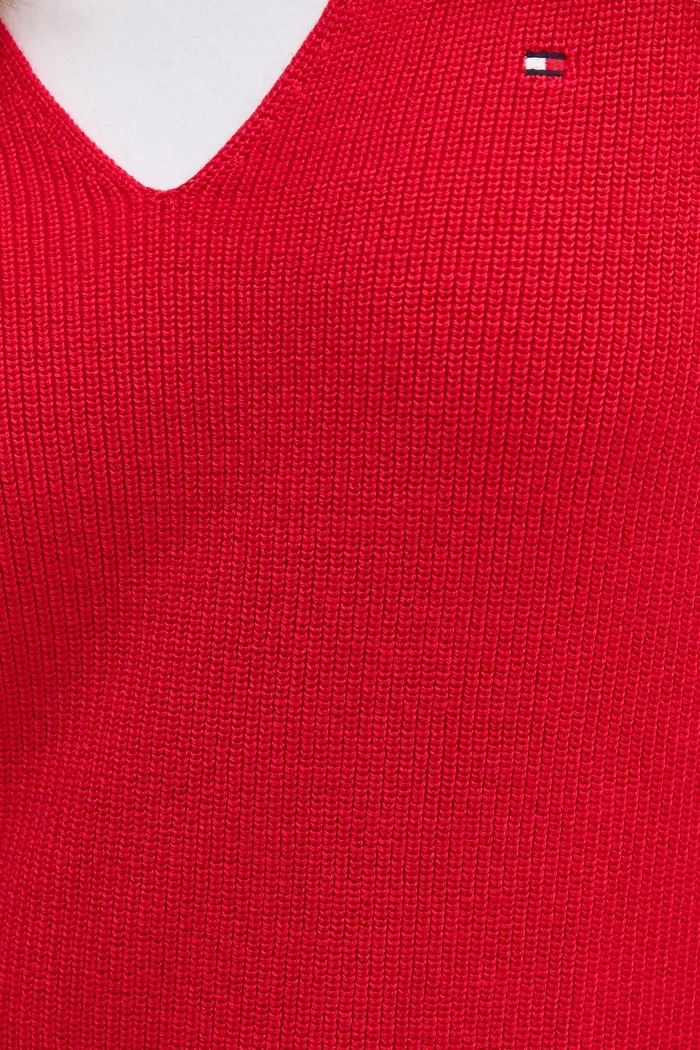 Βαμβακερό πουλόβερ Tommy Hilfiger WW0WW44452 κόκκινο