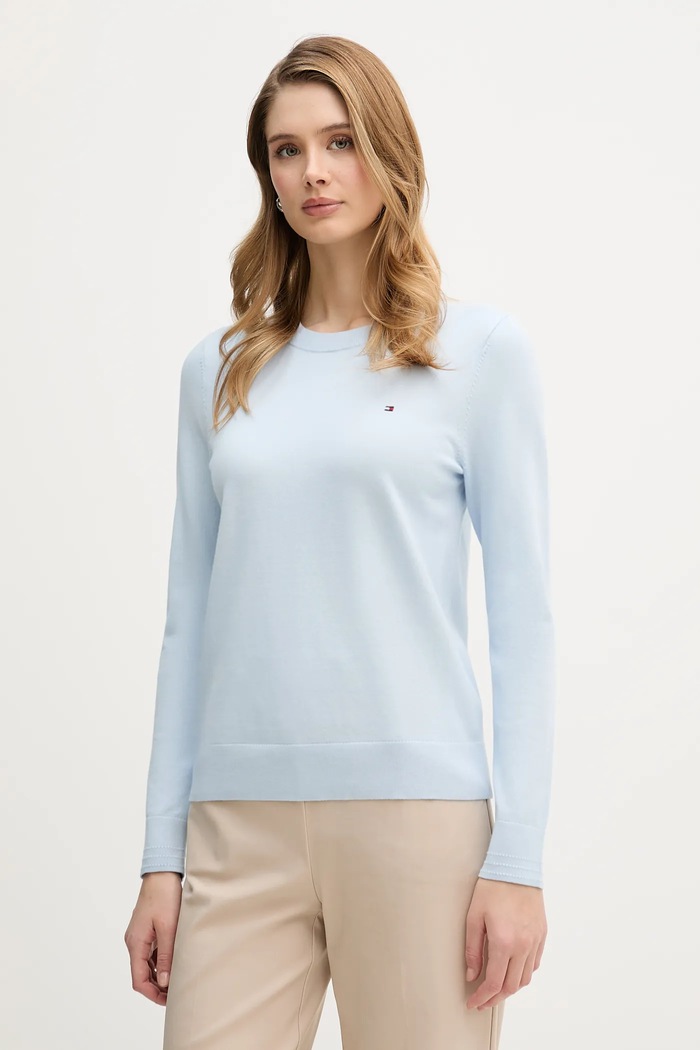 Tommy Hilfiger pulover subtiri albastru WW0WW44984