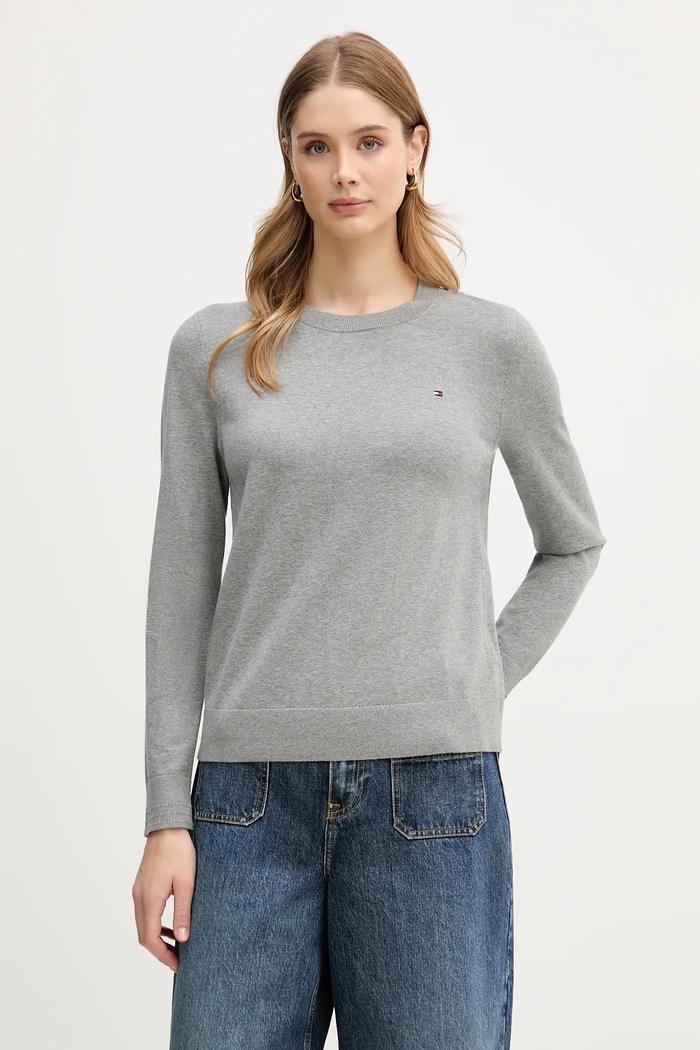 Sveter Tommy Hilfiger okrúhly sivá WW0WW44984