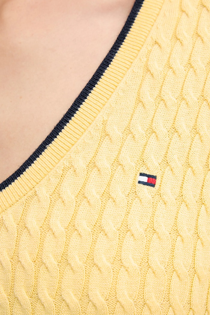Βαμβακερό πουλόβερ Tommy Hilfiger WW0WW44987 κίτρινο
