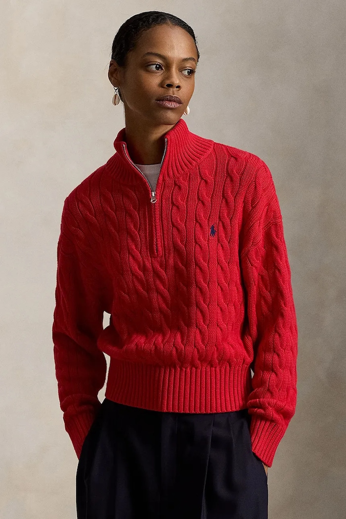 Polo Ralph Lauren sveter dámsky bavlnený bavlna červená 211963467