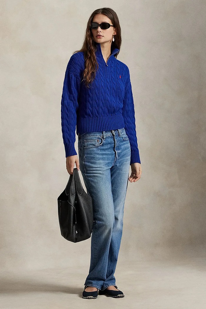 Oblečení Polo Ralph Lauren svetr dámský bavlněný 211963467 modrá