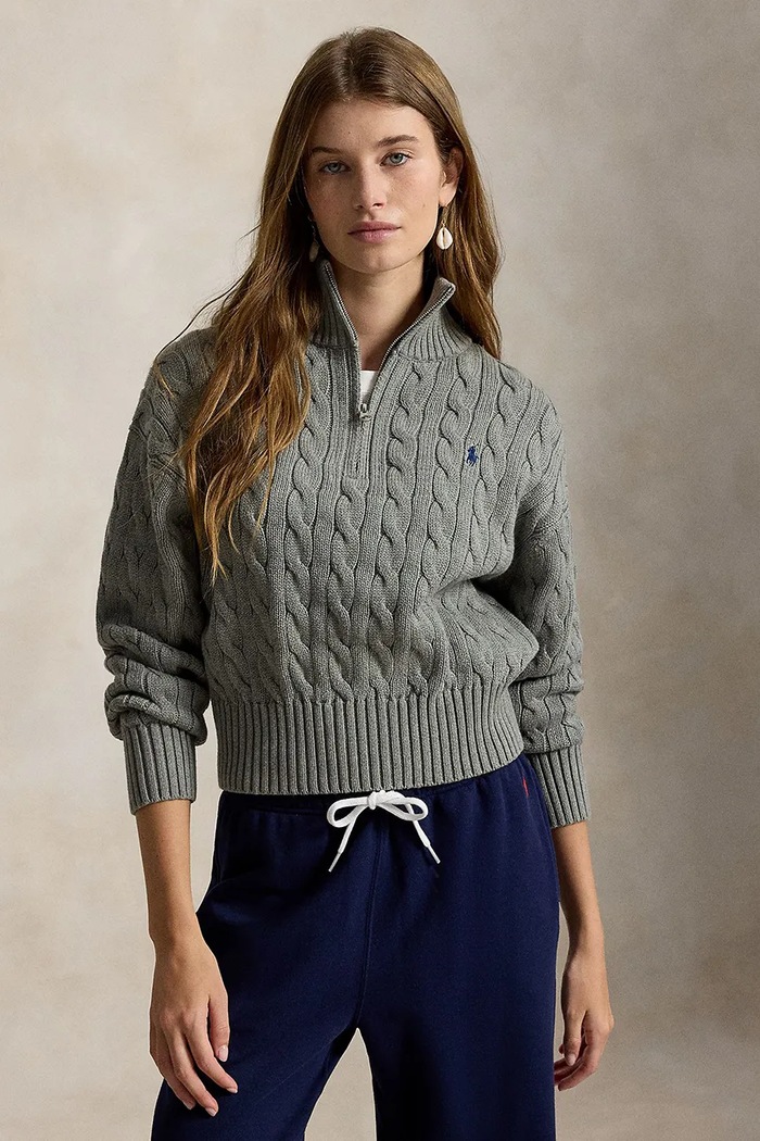 Polo Ralph Lauren sweter damski bawełniany szary 211963467