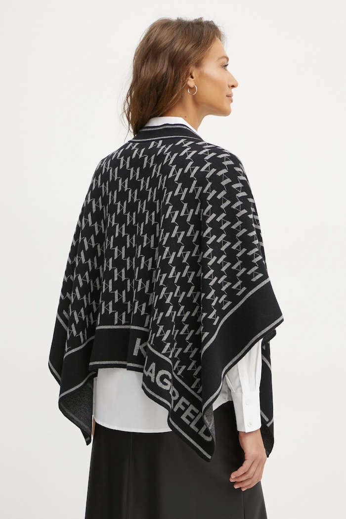 Odzież Karl Lagerfeld poncho z domieszką wełny A1W18034 czarny