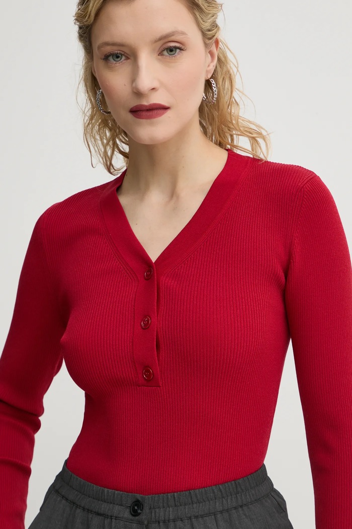 Samsoe Samsoe sweter SALEONORE czerwony F24400089
