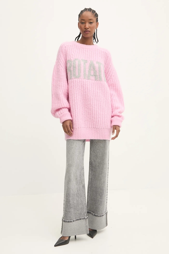 Rotate sweter wełniany 1141291485 różowy SS25