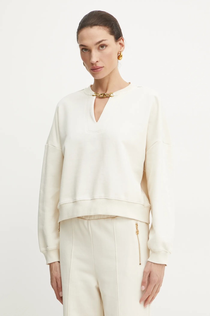 Twinset bluza bawełniana bawełna beżowy 251TP2483