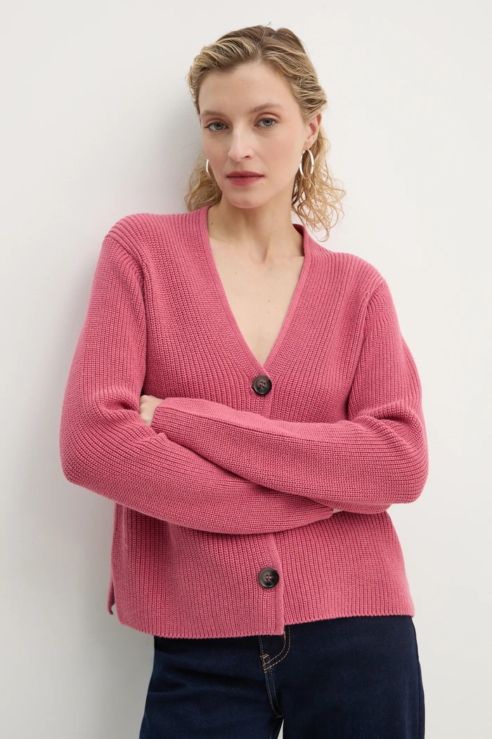 Marc O'Polo cardigan in cotone medio spessore rosa 500605961069