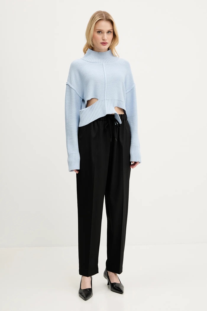 Вълнен пуловер MM6 Maison Margiela S52HA0290 син SS25