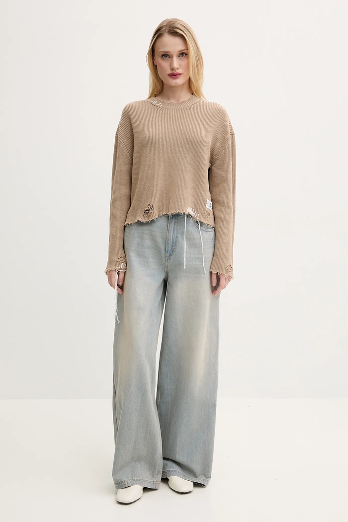MM6 Maison Margiela pulover de bumbac S52HL0036 bej SS25