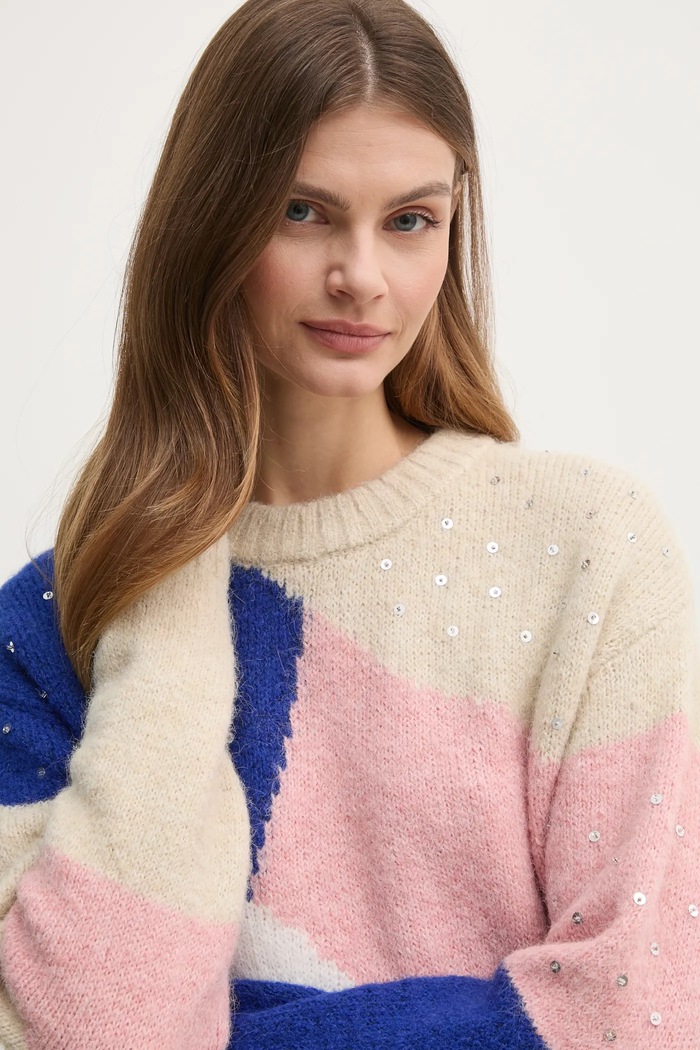 Pepe Jeans sweter z domieszką wełny NORA PL702238 beżowy