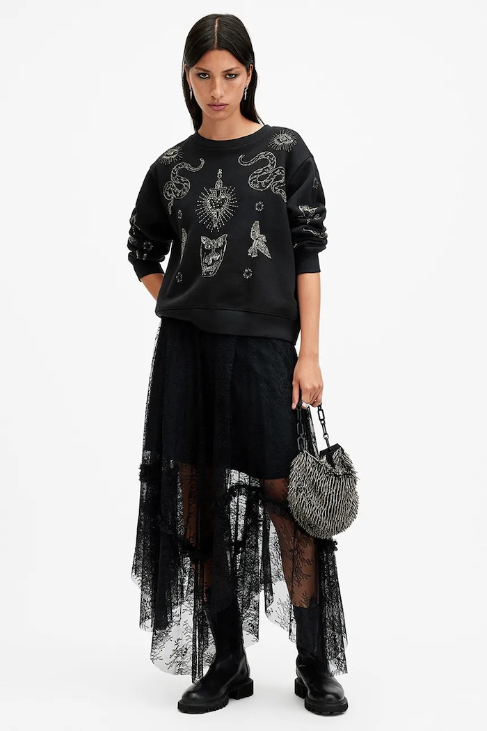 Mikina AllSaints PIPPA HEX W140JB černá