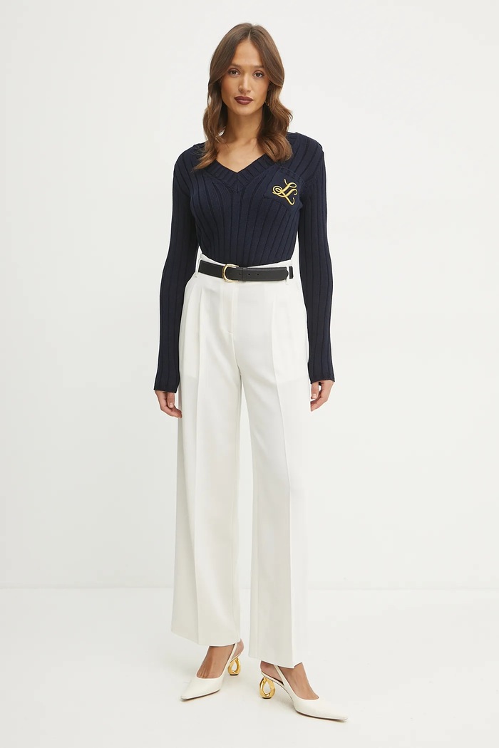Pamučni pulover Luisa Spagnoli 58581 mornarsko plava SS25