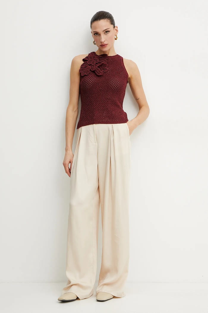 Top s příměsí lnu Marella ARAK1 2513361112 burgundské SS25