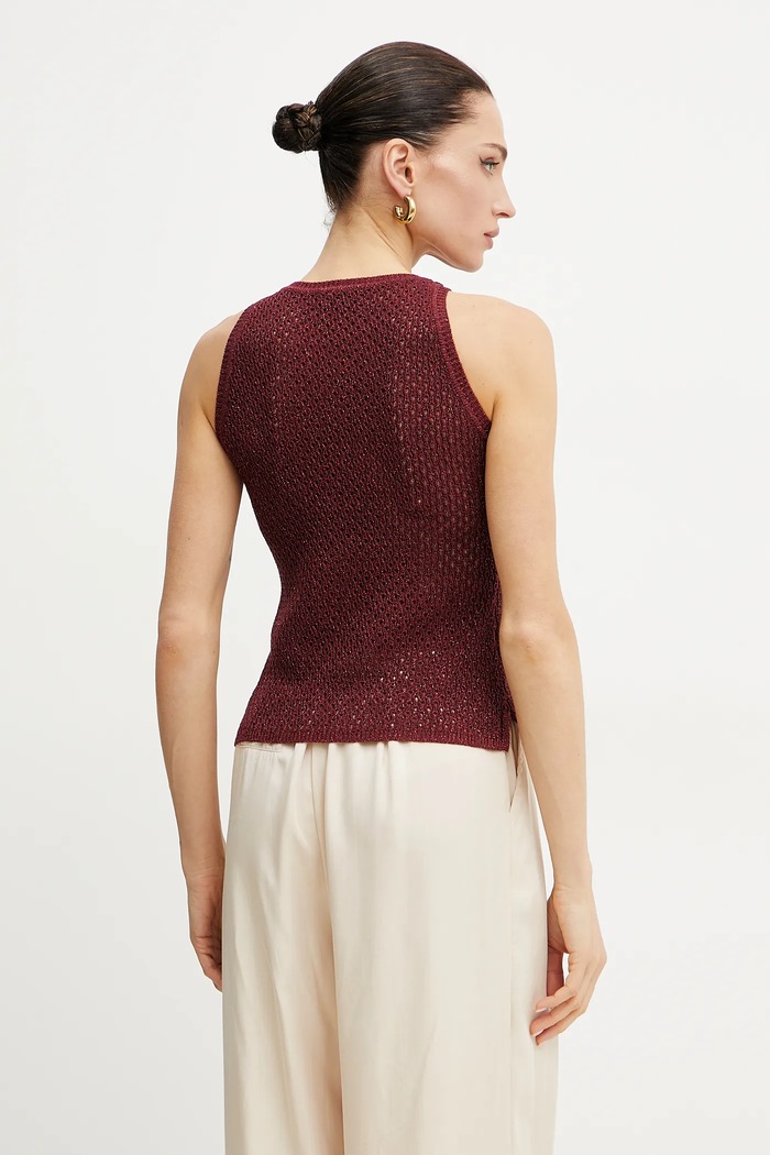 Oblečení Top s příměsí lnu Marella ARAK1 2513361112 burgundské