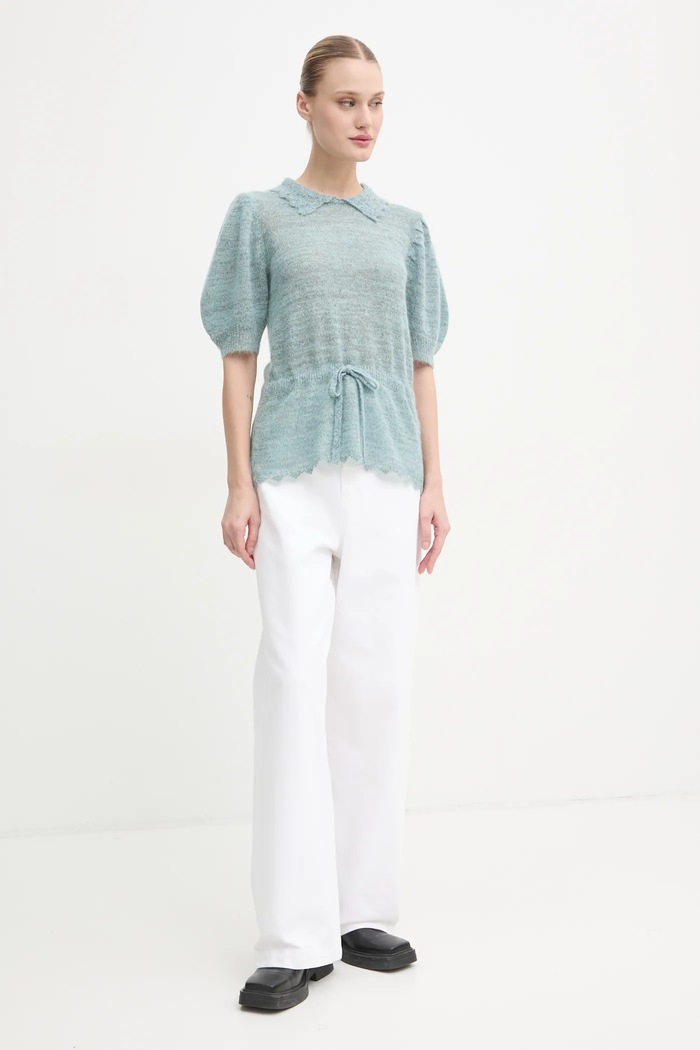 Vlněný svetr MUNTHE SALCA 244160924473 modrá SS25