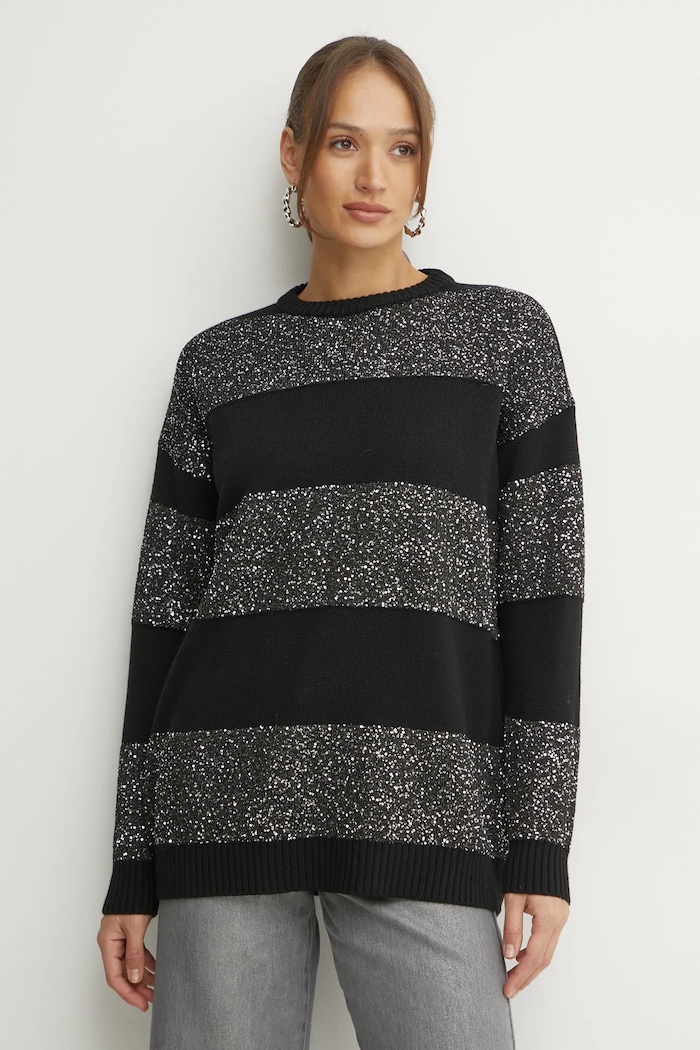 MAX&Co. sweter wełniany okrągły czarny 2516361121200