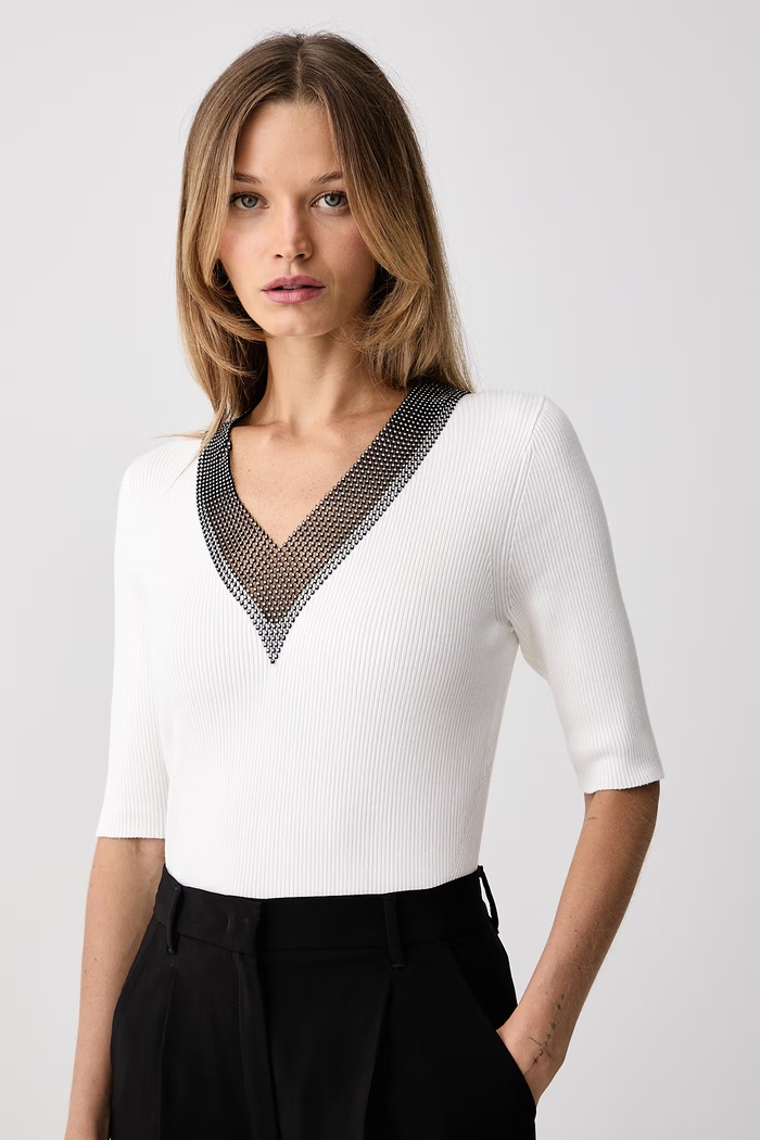 DKNY sweter damski z wiskozy P4JSAT69 beżowy