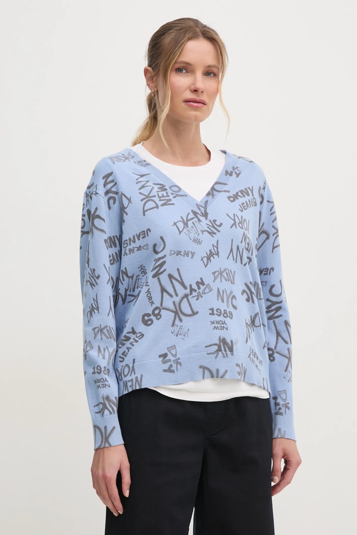 Svetr Dkny V výstřih modrá DJ4R0470