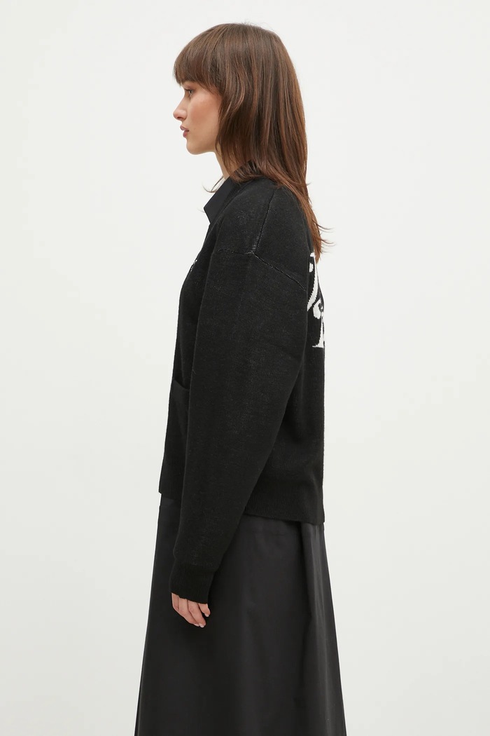 Kardigán s prímesou vlny Carhartt WIP Harttbreaker Cardigan I034390.K02XX čierna SS25