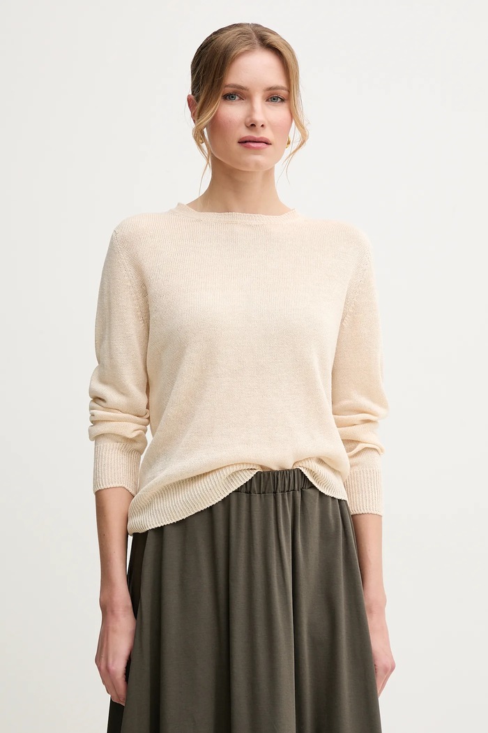 Weekend Max Mara Sweter lniany beżowy 2515361052600