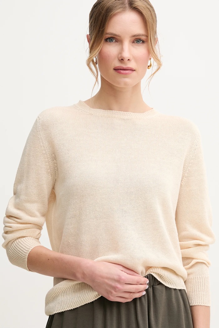 Sweter lniany Weekend Max Mara 2515361052600 beżowy