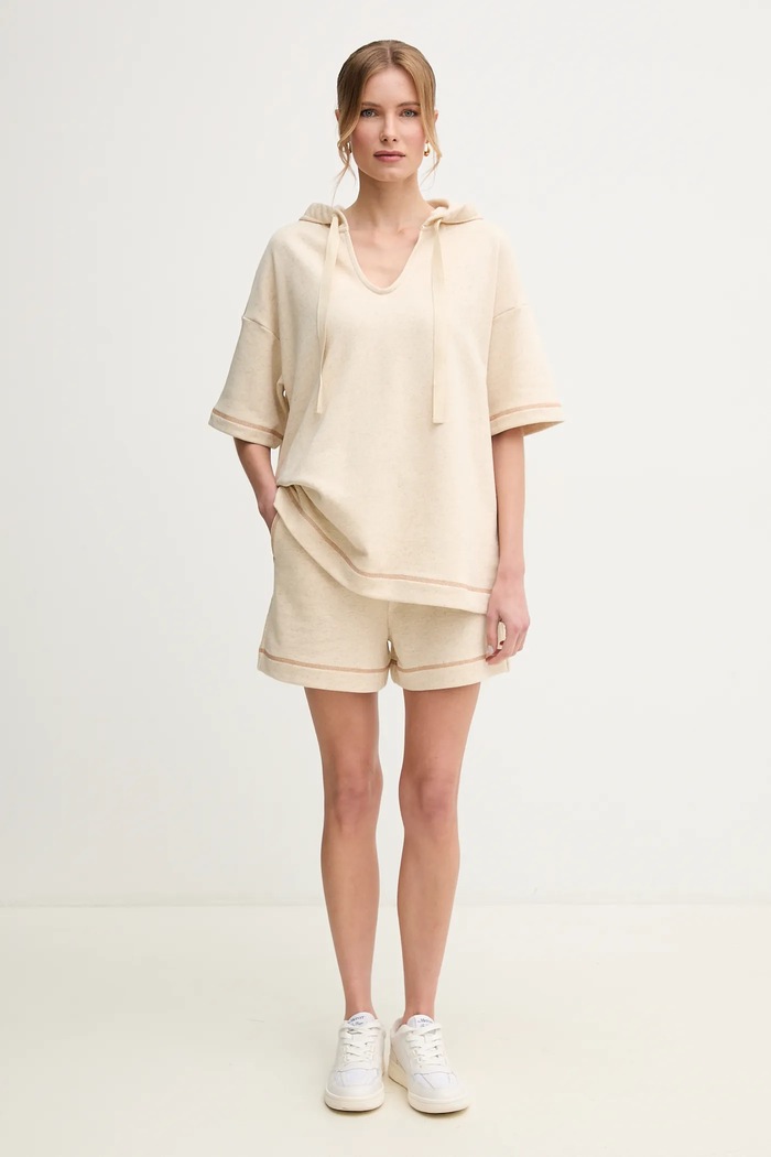 Mikina s prímesou ľanu MM by Max Mara 2516921018600 béžová SS25