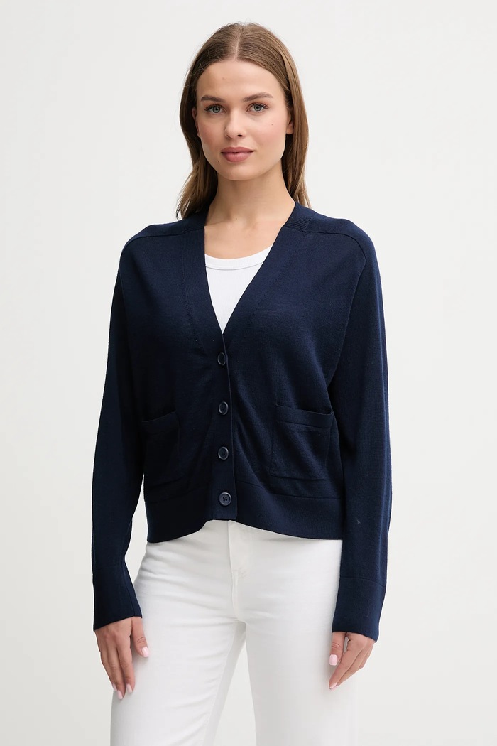 United Colors of Benetton kardigan wełniany wełna granatowy 11AHD604R