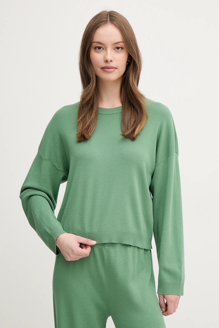 United Colors of Benetton pulover de bumbac subtiri verde 1091D10D6