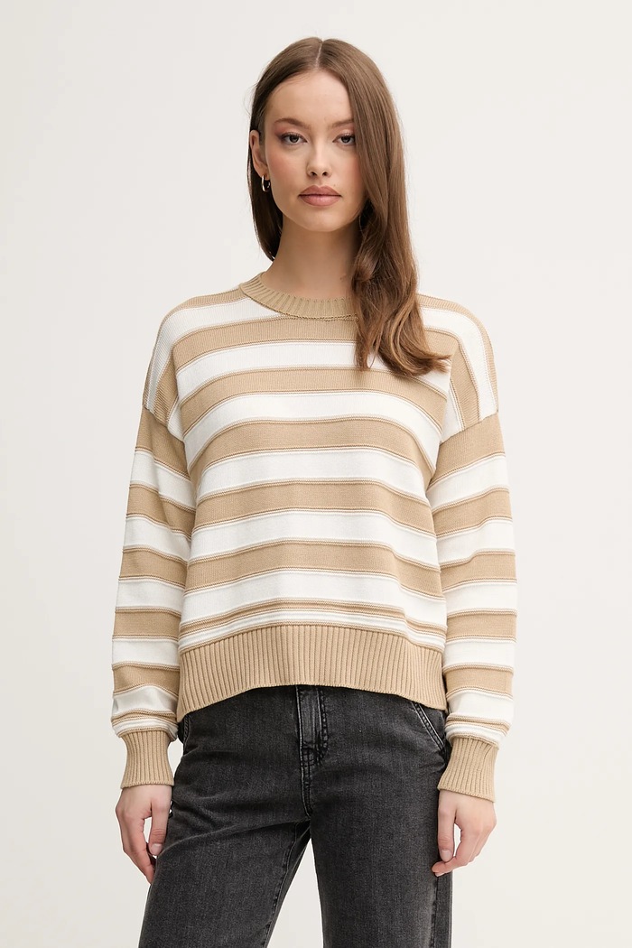 Bavlněný svetr United Colors of Benetton kulatý béžová 1494E10CW
