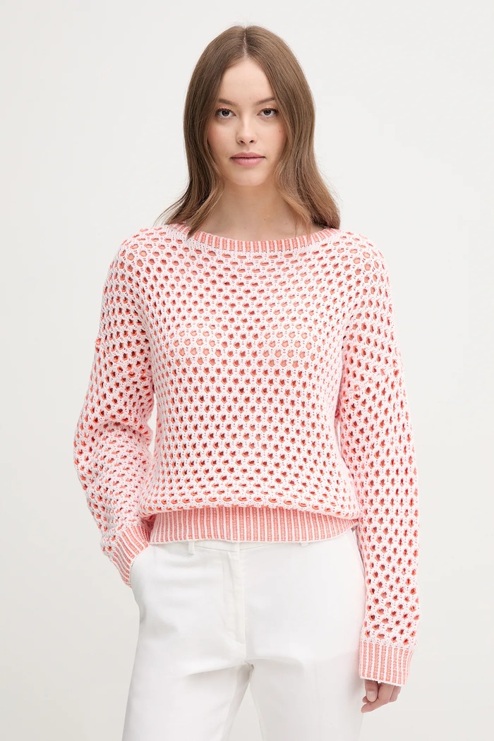 United Colors of Benetton sweter drobny wzór pomarańczowy 1194E10D9