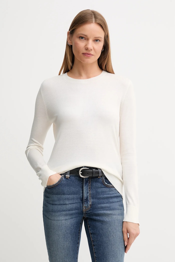 United Colors of Benetton sweter z dodatkiem jedwabiu pozostałe beżowy 1ZRED10CP