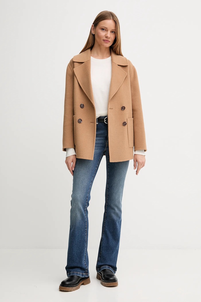 United Colors of Benetton sweter z dodatkiem jedwabiu 1ZRED10CP beżowy AW25