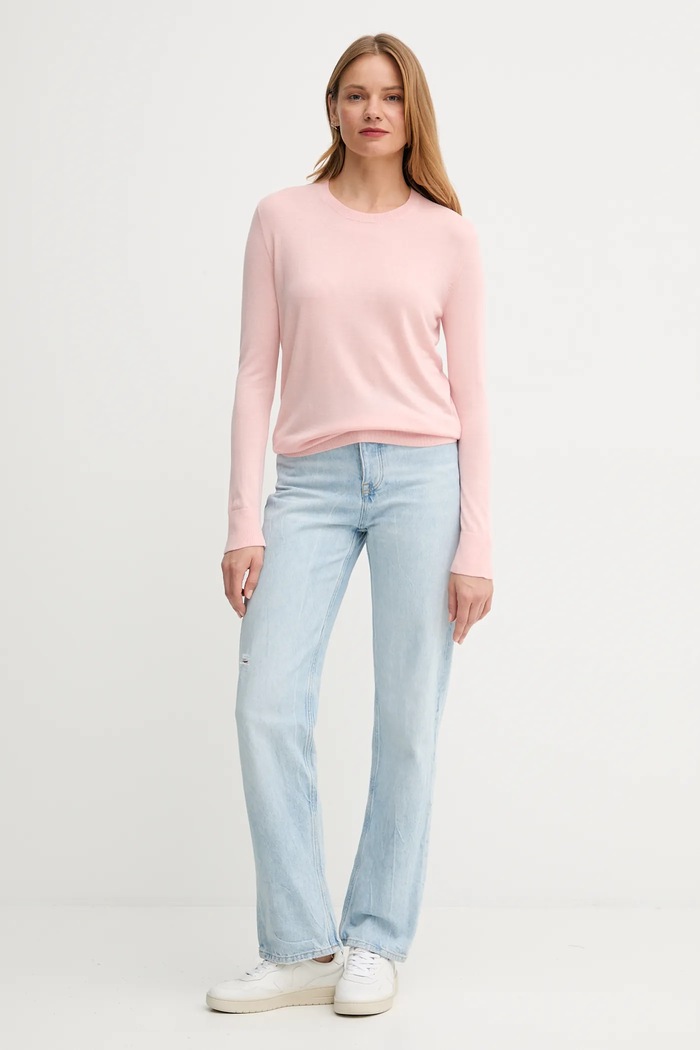 Пуловер с коприна United Colors of Benetton 1ZRED10CP розов AW25