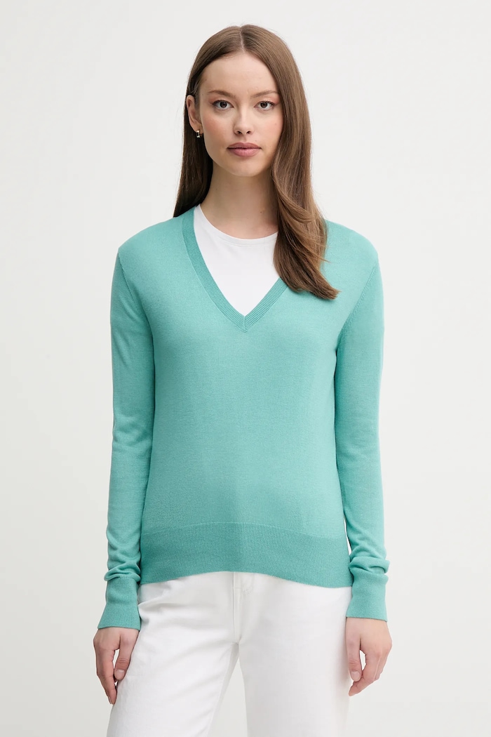United Colors of Benetton sweter z domieszką jedwabiu pozostałe turkusowy 1ZRED402L
