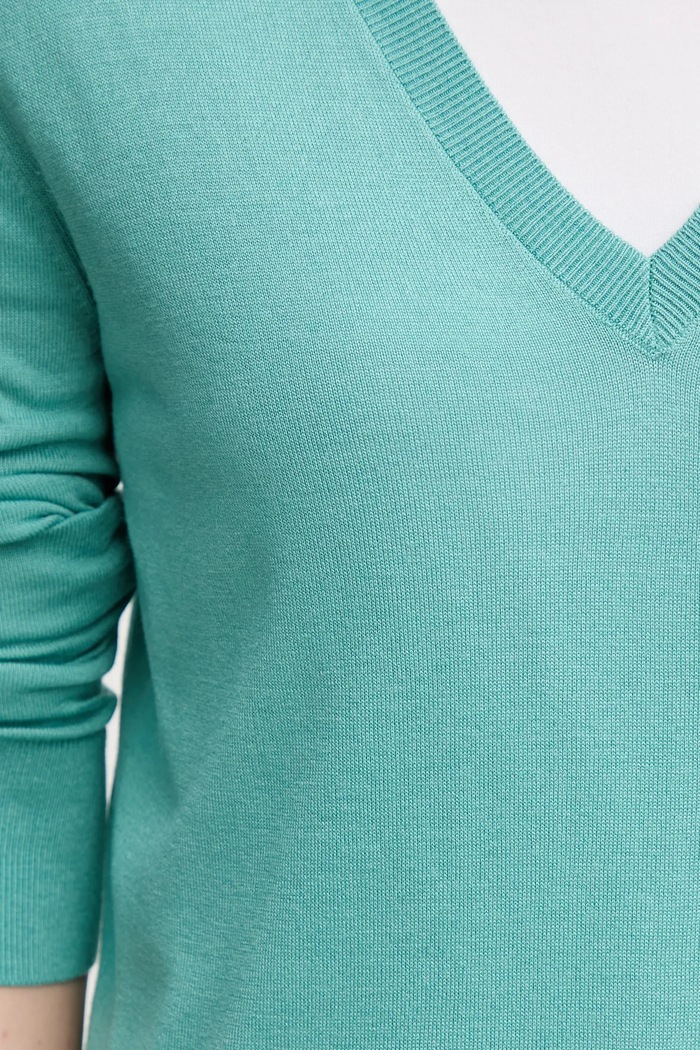 United Colors of Benetton sweter z domieszką jedwabiu 1ZRED402L turkusowy