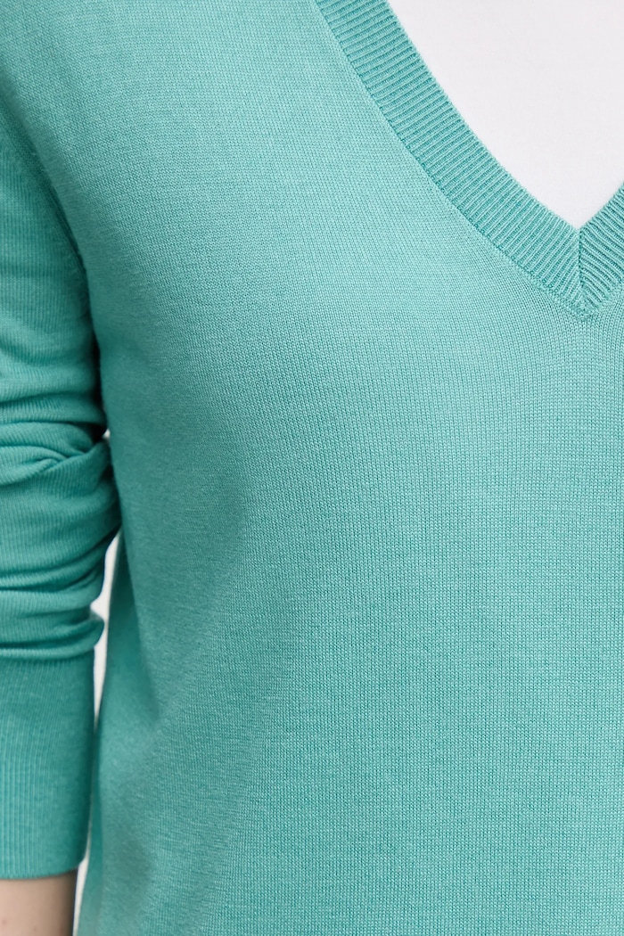 United Colors of Benetton sweter z domieszką jedwabiu 1ZRED402L turkusowy