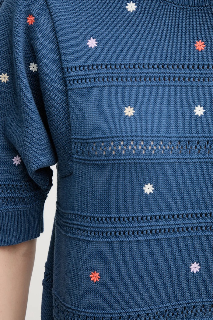 United Colors of Benetton sweter bawełniany 10C1E10DO granatowy
