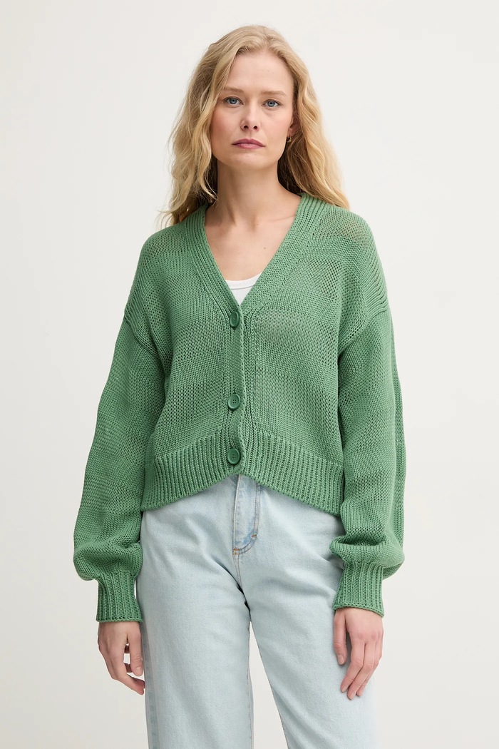 Bavlněný kardigan United Colors of Benetton bavlna zelená 1898D604S