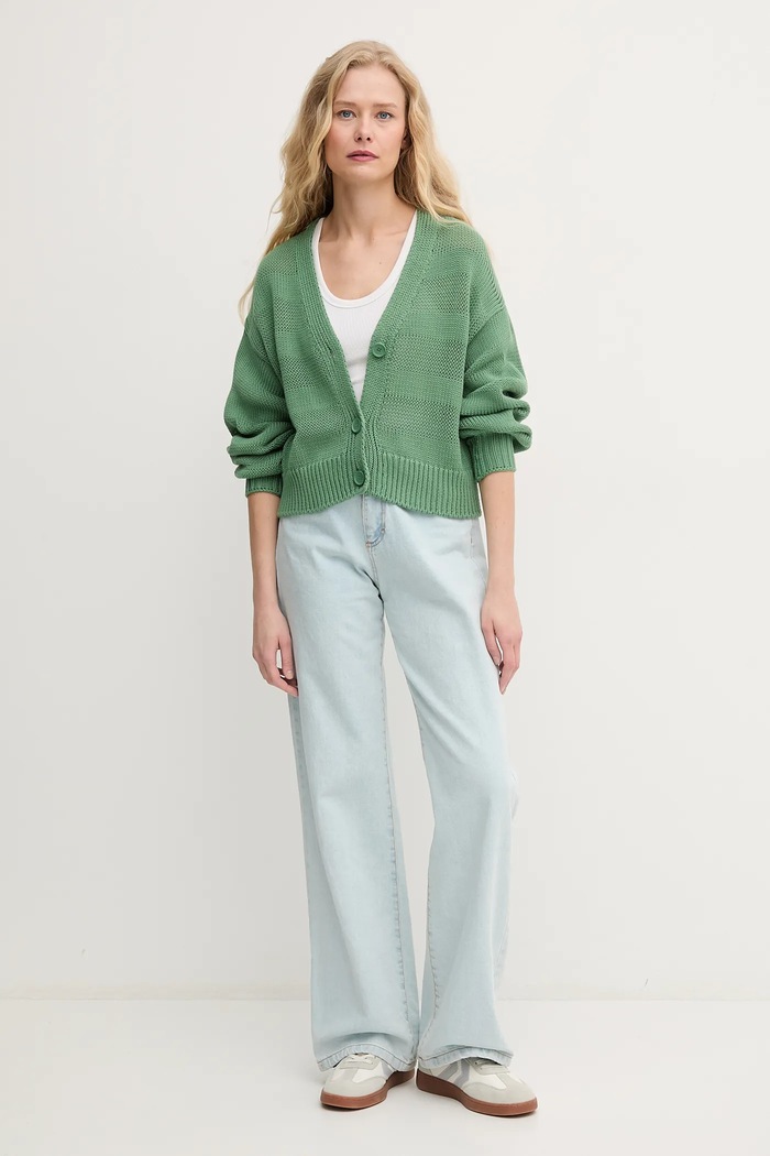 Bavlněný kardigan United Colors of Benetton 1898D604S zelená SS25
